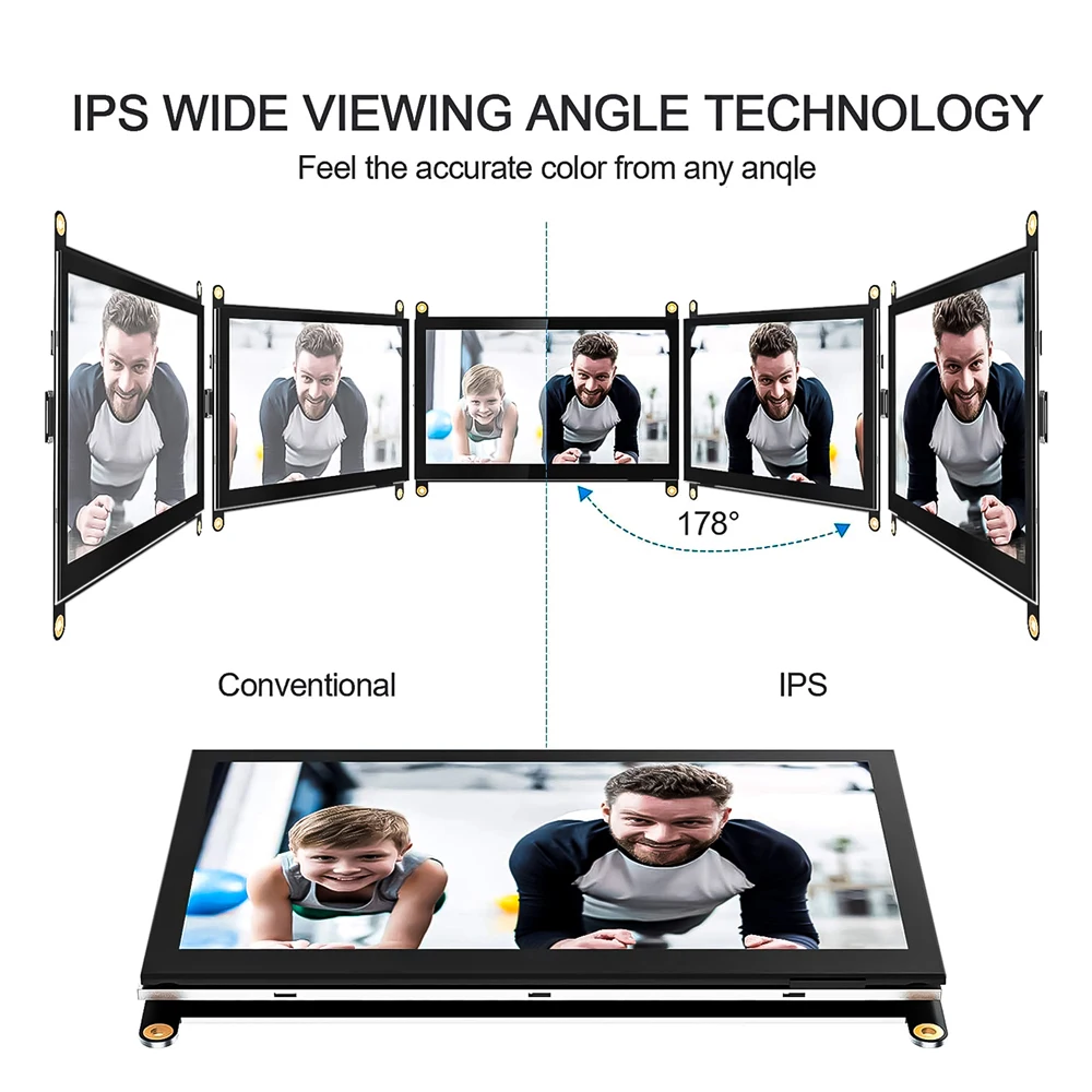 IPS 7 Inch Touch Screen Portable Monitor with Speakers 1024*600 Extended Screen for Raspberry Pi 3 4 Laptop PC Gaming Display