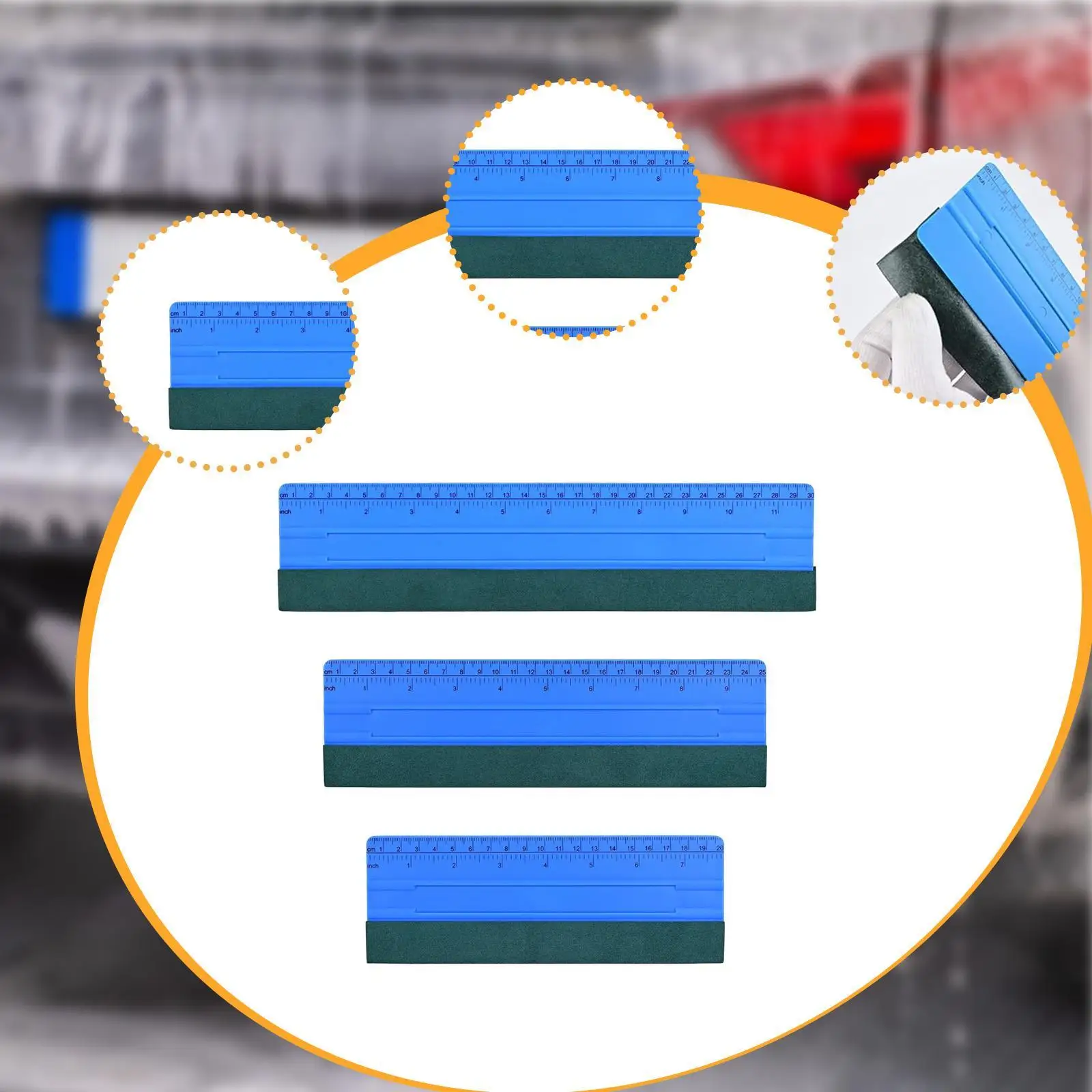 

Набор фетровых ракелей с линейкой для тонировки автомобильных стекол, наклеивания винила, декоративных пленок и обоев