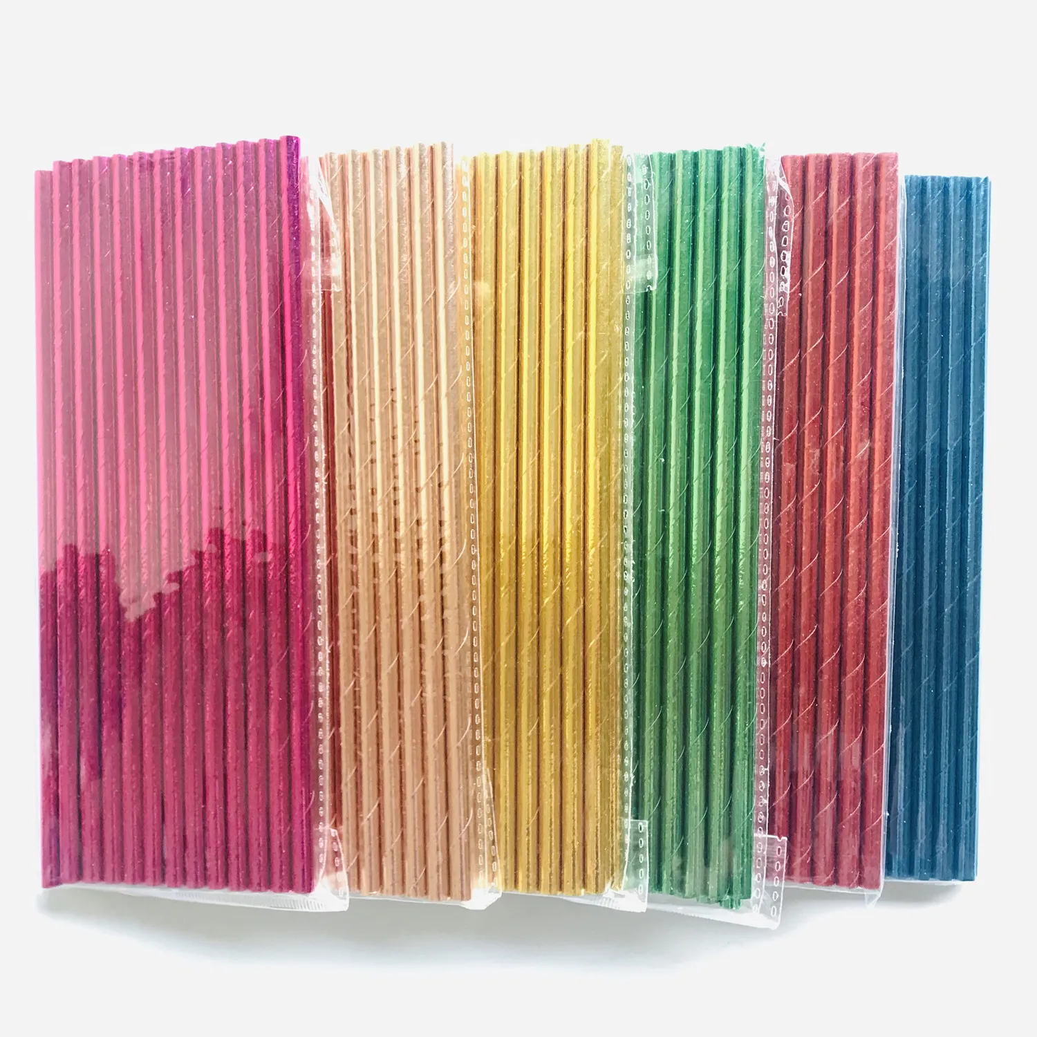 Free Shipping 2000 Pcs Metallic Foil Paper Straws Bulk,Colorful Solid Plain Red Hot Pink Blue Green Rose Gold Drinking Party