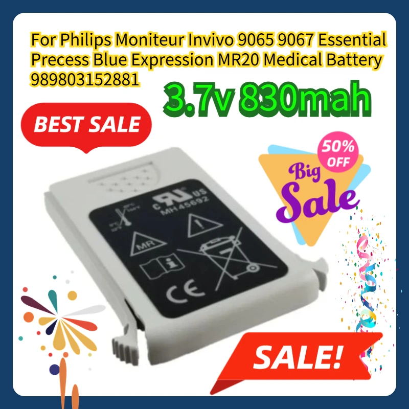 

For Philips Moniteur Invivo 9065 9067 Essential Precess Blue Expression MR20 3.7V 830mAh Medical Battery 989803152881