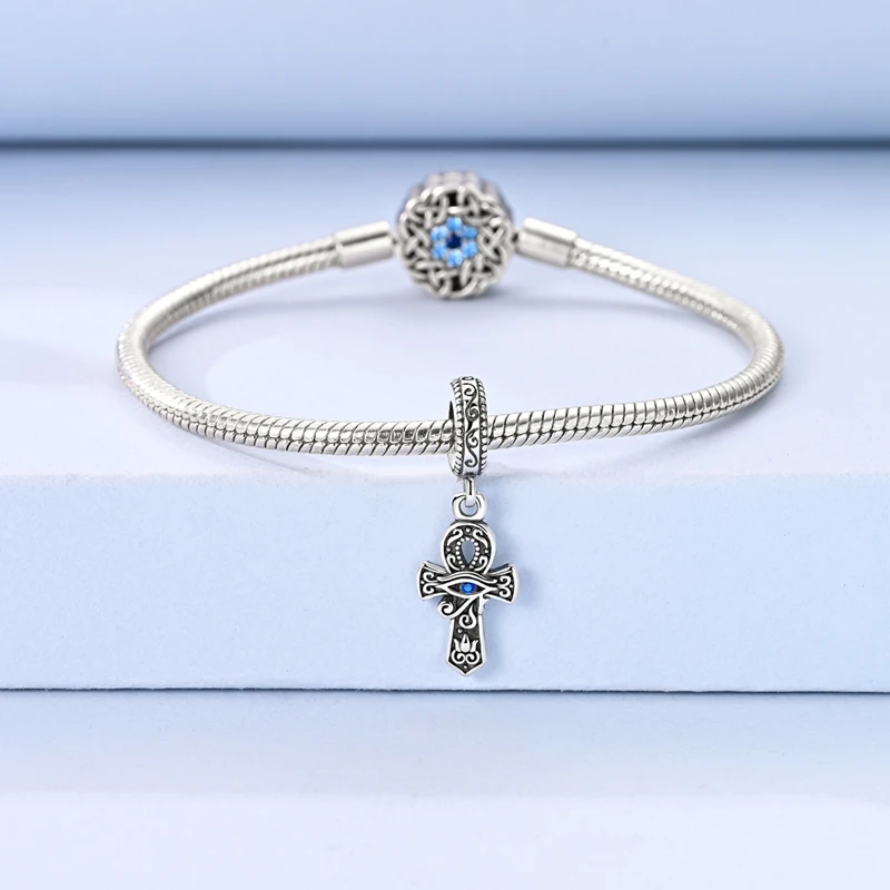925 Sterling Silver Cross Dangle Charms Colorful Heart Zircon Butterfly Sunflower Pendant Bead Fit Original Bracelet DIY Jewelry