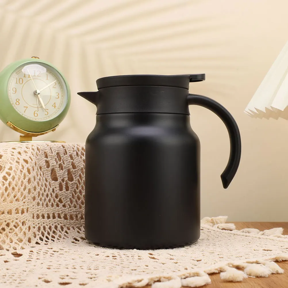 

Stainless Steel Insulated Teapot 1000ml Black Large Capacity Hot Cold Beverage Water Bottle for Home Office Camping