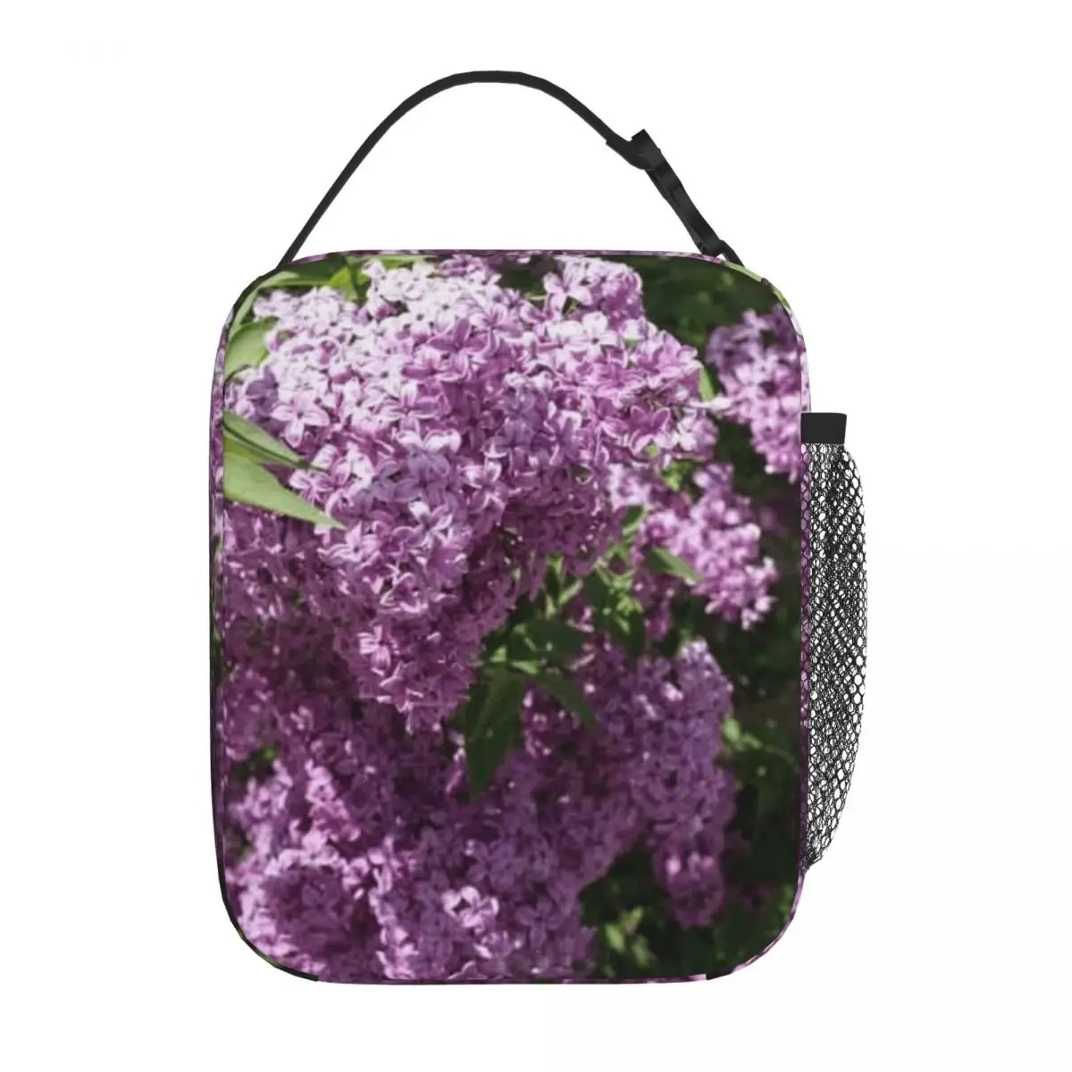 Bestselling Vivid Fragrant Lilac Bush Blooming In The Sunshine Foldable Design Shoulder Lunch Bag Preschool Lunch Kids Lunch Bag view 3