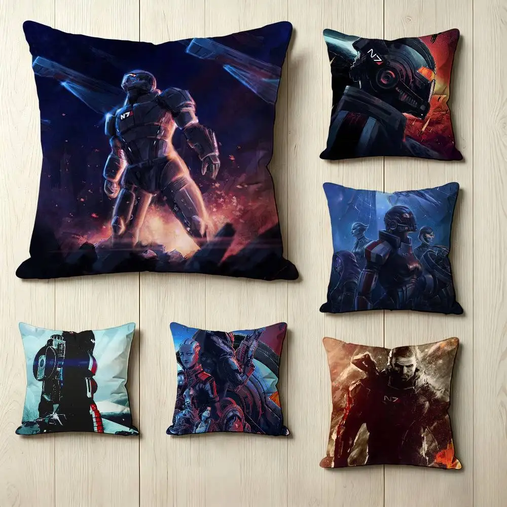 

Sci-fi game M-Mass Effect N-N7 Square Double-Sided printed Pillow Case Bedroom Bedside Pillow Sofa Cushion Cover