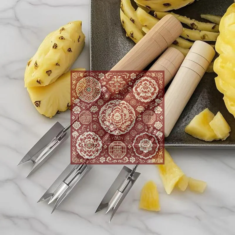 1PCS Non-slip Handle Pineapple Shovel Stainless Steel Pineapple Knife Portable Fruit Peeler V-Shaped Tools Manual Food Processor