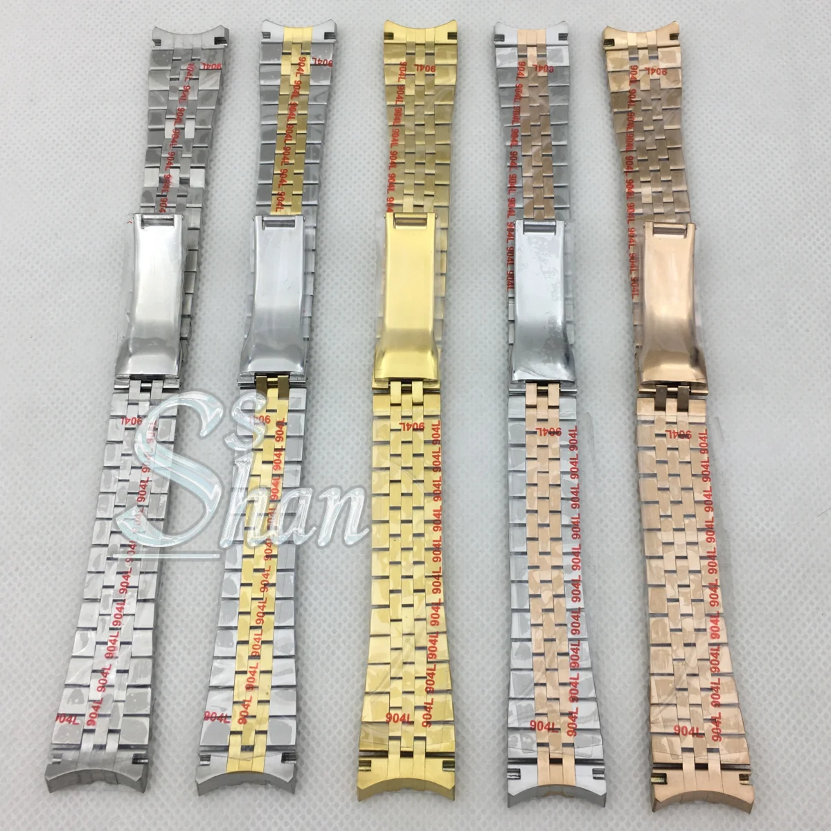 20MM Width Solid High Quality Presidential Stainless Steel Strap Wristband Curved End Screw Links Deployment Clasp