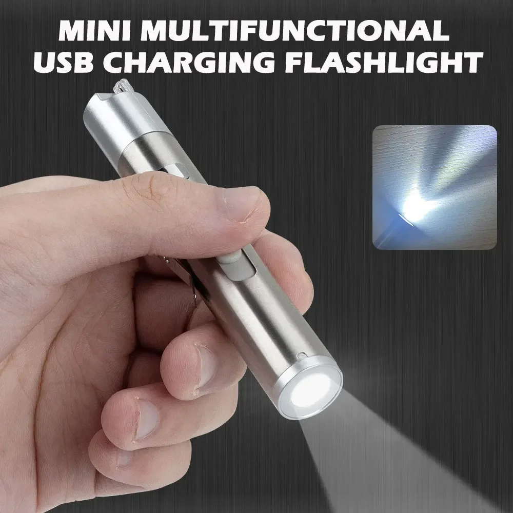 Mini USB Rechargeable LED Flashlight High-quality Powerful Mini LED Torch Waterproof Design Penlight Hanging With Metal Clip