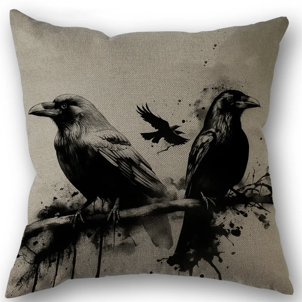 

Raven Print Decoration Cushion Cover Throw Pillow Case for Home Merry Christmas Pillowcase Decoration Gift7.3