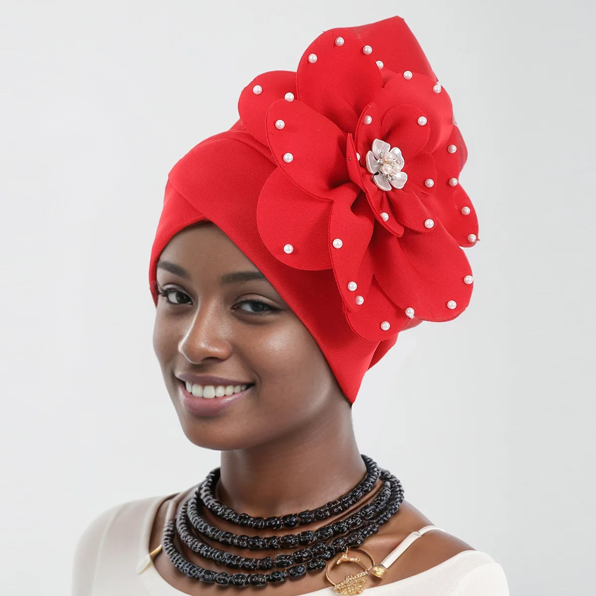 2024 Moda Africana Cappello Della Fascia Traspirante Leggero Decorazione Del Fiore Caps Indiano Musulmano Testa Avvolge Copricapi Cappello Mujer