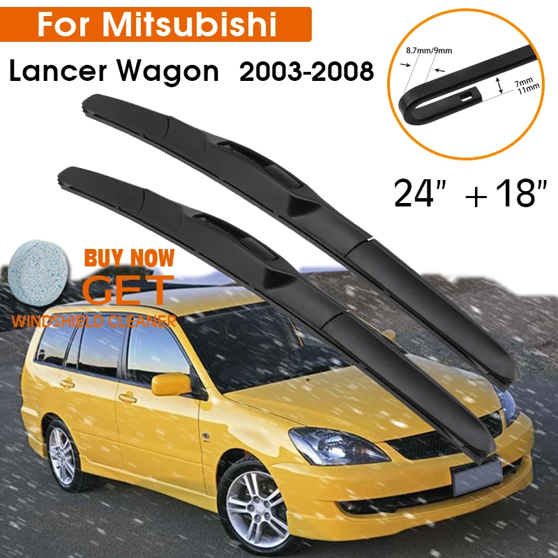 Car Wiper Blade For Mitsubishi Lancer Wagon 2003-2008 Windshield Rubber Silicon Refill Front Window Wiper 24"+18" Accessories