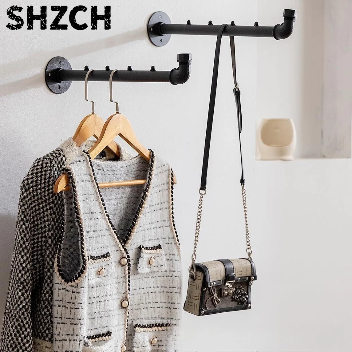 Coat Rack Industrial Style Clothing Store Display Rack Balcony Clothes Drying Rod Disassembly and Assembly Coat Rack