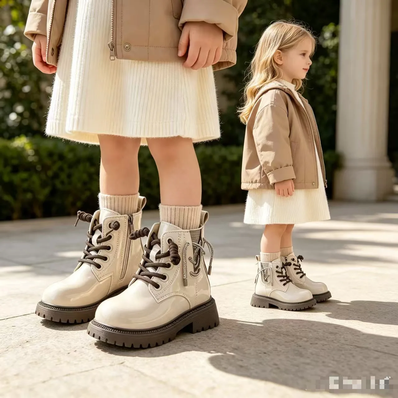 Student Fall Winter Non-Slip Soft Sole Casual Boots Girls Side Zipper Fleece Short Boots Comfortable Warm PU Leather Baby Boots