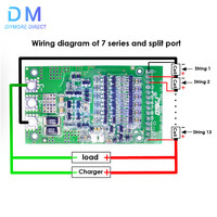 Universal 6S-13S 7S 8S 10S 12S 25A BMS 18650 LiFePO4 Lithium Battery Protection Board 24V 36V 48V Charging Discharging 3.2V 3.7V
