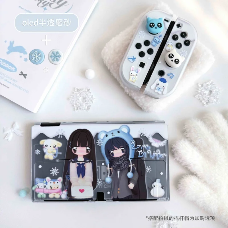 Kelulu Original In Winter Series Switch Shell Ns Oled Hard Shell Manga Custom Pattern Snowflake Oled Base Shell Anime Peripheral