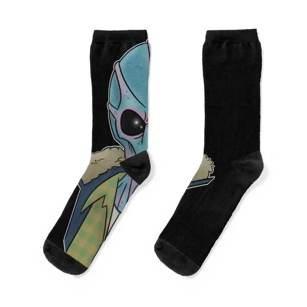 Retro Resident Alien Graphic Perfect Xmas Gift Fan Socks luxury floor Women's Socks Men's