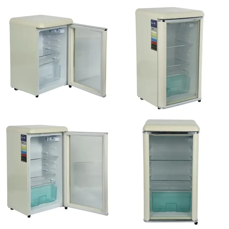 Vintage Mini Bar Wine Cabinet Small Antique Wine Cellar Refrigerator with Glass Door Barrel Style Cooler for Home Office