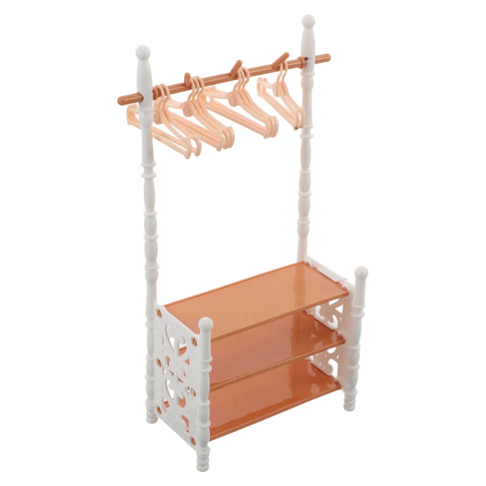 1 conjunto de casa de bonecas mini armário de sapato com mini cabide rack elegante pequena casa móveis para jogar criativo e organização
