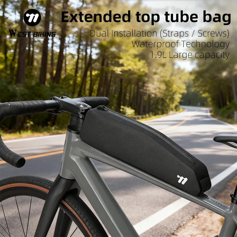

WEST BIKING Велосипедная верхняя сумка-труба Расширенная водонепроницаемая сумка на переднюю раму шоссейного велосипеда MTB Портативная сумка для инструментов для велосипеда Аксессуары для велоспорта