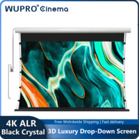 ALR UST Projector Screen Black Diamond Fabric Motorised Luxury Drop Down Wupro 92-120Inch Smart TV For Laser Projectors 4K 8K 3D