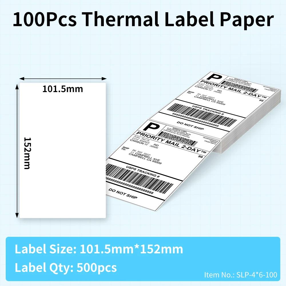 Shipping Labels Packs of 500 4X6 Per Fan-Fold Label Compatible with 241BT, 2410BT, 2411BT, D520BT, B246D Label Printer