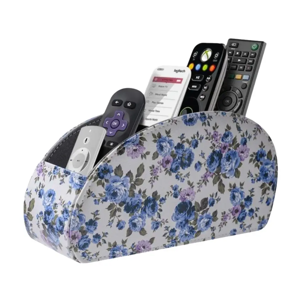 PU Leather Remote Control Holder Modern Cable Management Desktop Storage Box Multifunctional Multi-Device Remote Control Box