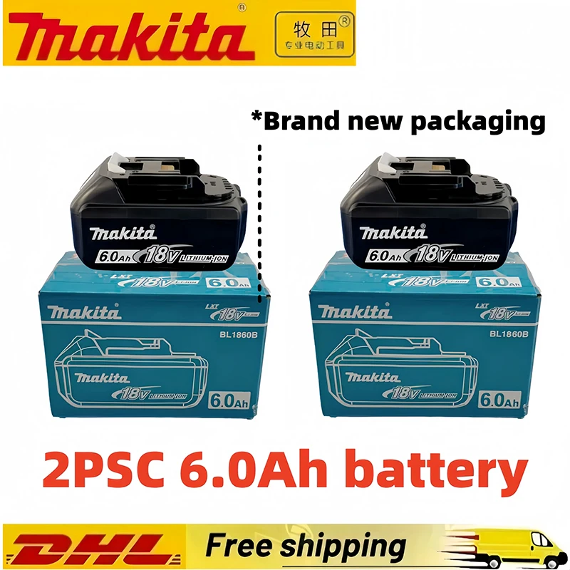 Lithiumbatterij 6Ah Makita-batterij 100% origineel 18V Makita-vervanging BL1840 BL1830B BL1850B BL1850 BL1860 Dewalt-gereedschap