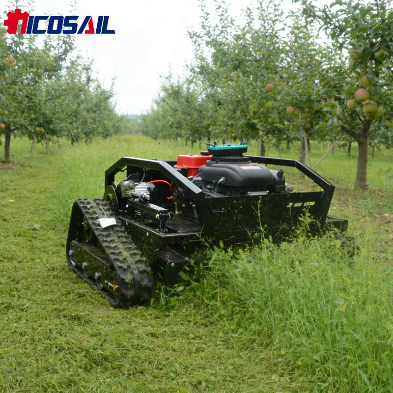 Nicosail tracked industrial remote control robot with snow shovel lawn mower, cutting width 800mm lawn mower