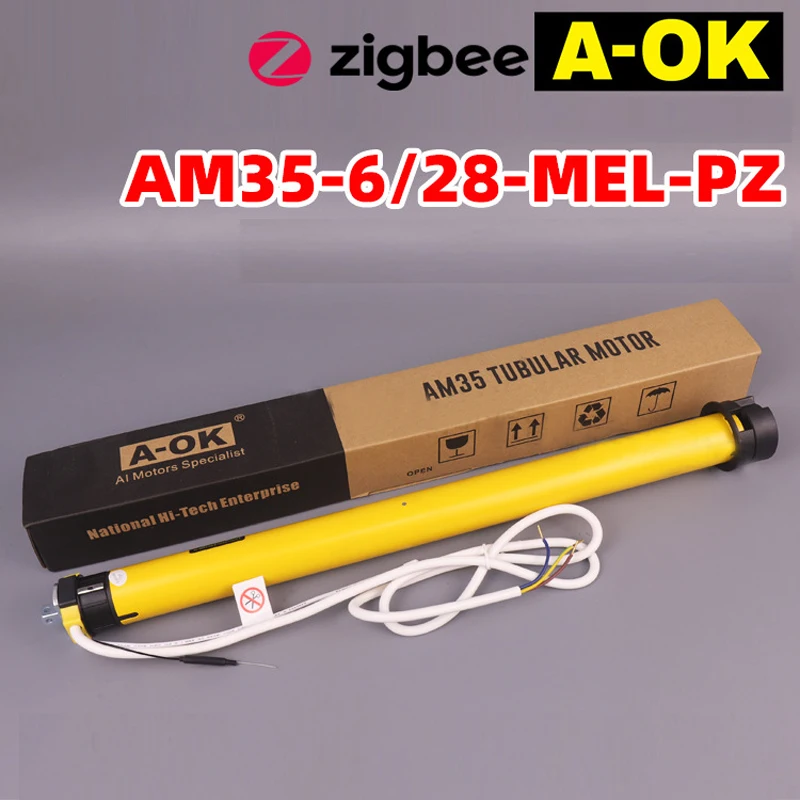 A-OK AM35-6/28-MEL-PZ Zigbee Intelligent Mutliple Electronic Limit Tubular Motor Compatible For Roller Shutter Windproof Curtain