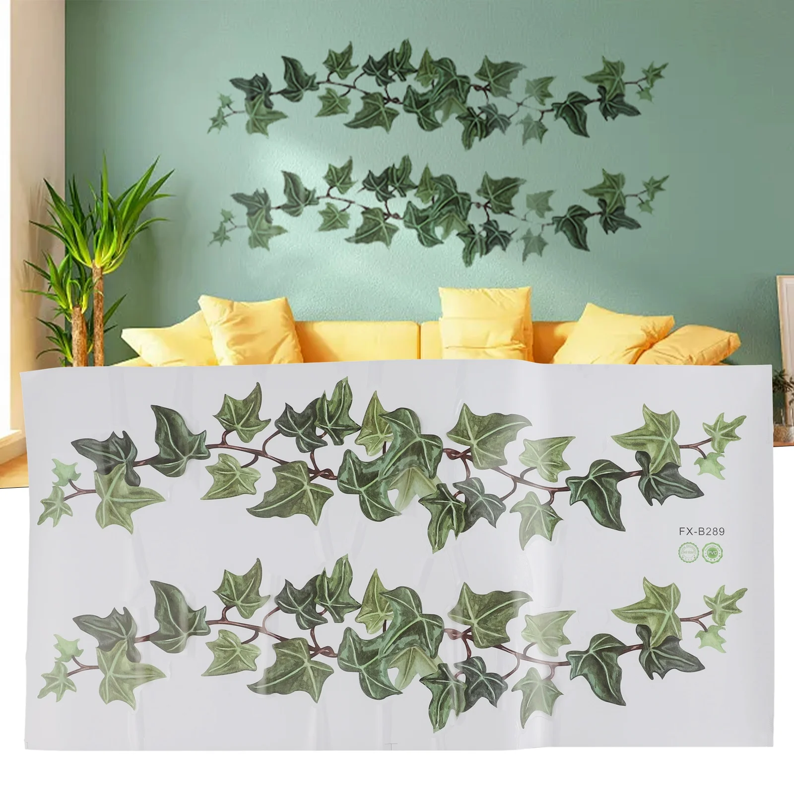 Green Plant Vine Stickers Bedroom Living Room Wall Stickers Self-adhesive Decal Mural Decoration Home Decor Art Removable Decal