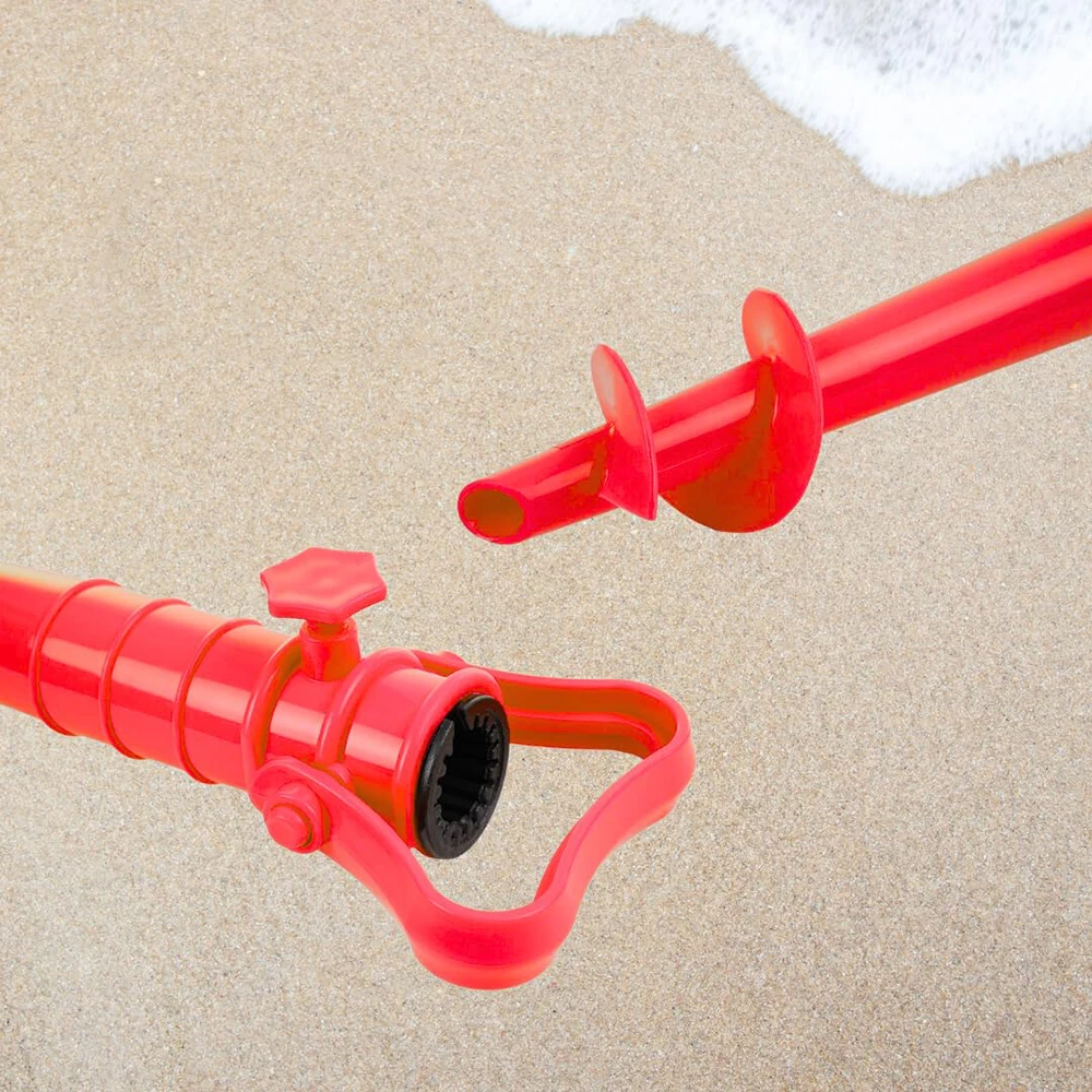 1pc Beach Umbrella Anchor Spiral Screws Red Outdoor Garden Sun Umbrella Stand Apply To Beach Grass And Terraces image 5