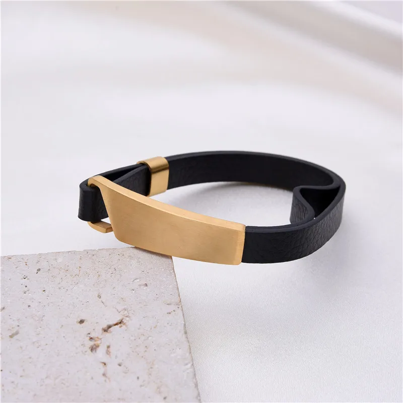 New Hot Sale Minimalist Men Women Bracelets Cool Simple Wristband Jewelry Stainless Steel Cuff Accessories Black Rubber Bangles