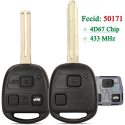 Jingyuqin-Clé télécommande de voiture à 2/3 boutons, 50171 MHz, puce 4D67, pour Toyota Prado 433 RAV4 Kluger Previa FJ Cruiser Land Cruiser 120, 100