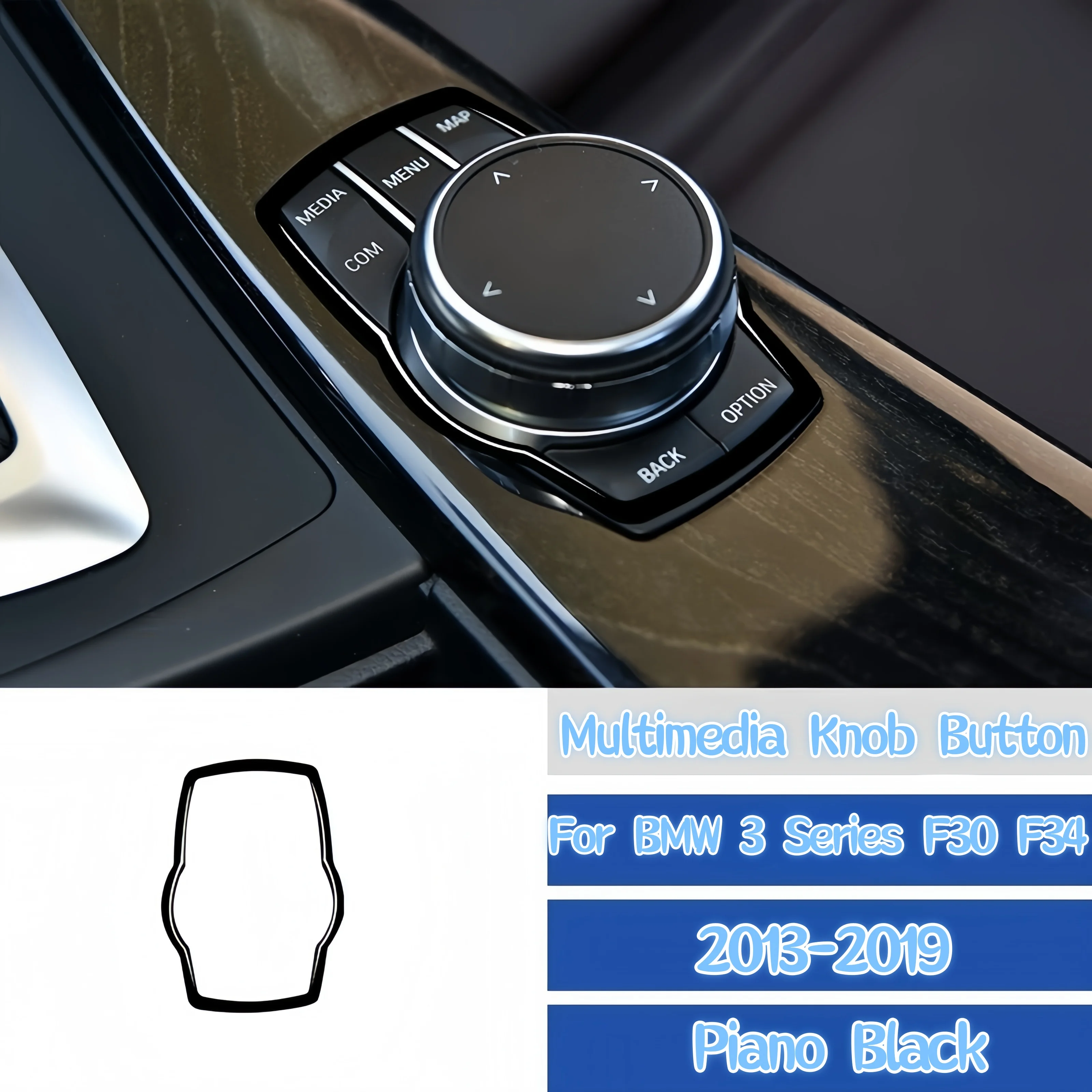 For BMW 3 Series F30 F34 2013-2018 Accessories Piano Black Auto Central Multimedia Knob Button Frame Trim Cover Decor Sticker