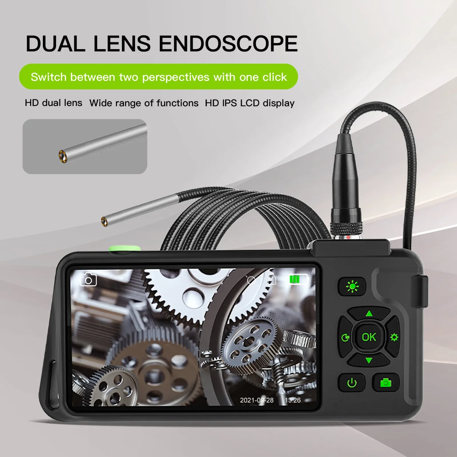 Display Photos Videos Snake Camera Borescope IP67 2 Million Pixels Inspection Camera with TF Card