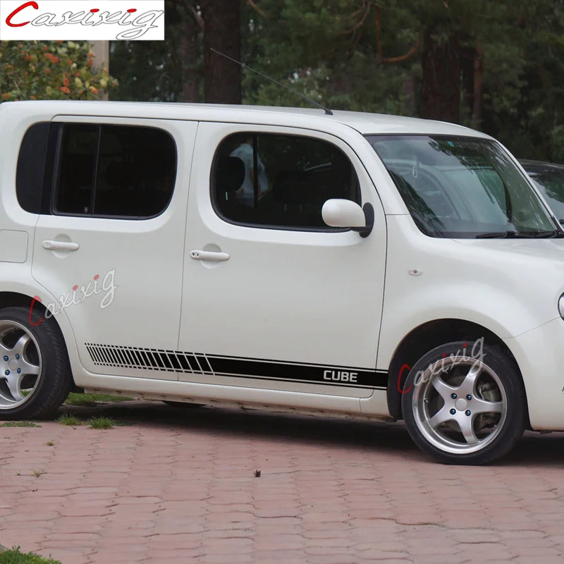 For Nissan-CUBE Car Door Side Skirt Vinyl Decals Auto Body Sport Stripes Exterior Accessories K-car Stickers