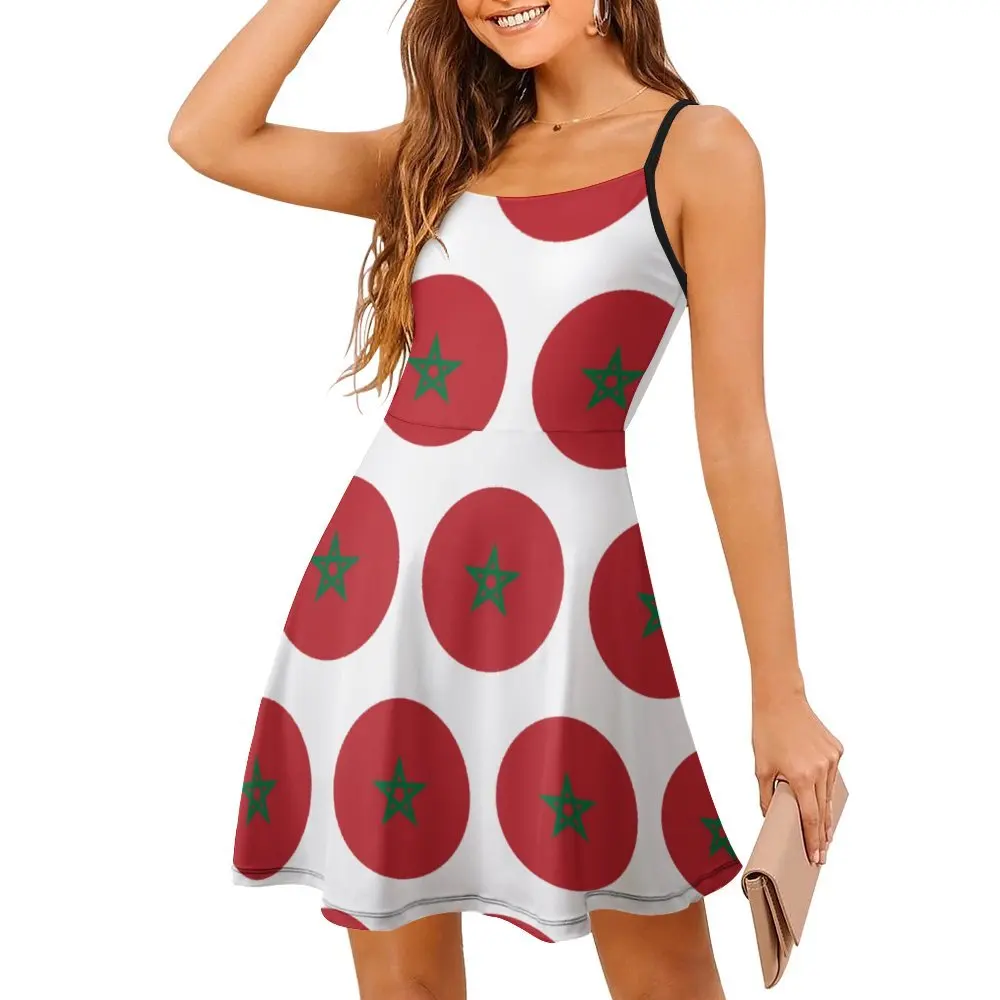 Vestido Sexy con tirantes de la bandera de Marruecos para mujer, Ropa Geek divertida, vacaciones, regalos de Marruecos, novedad