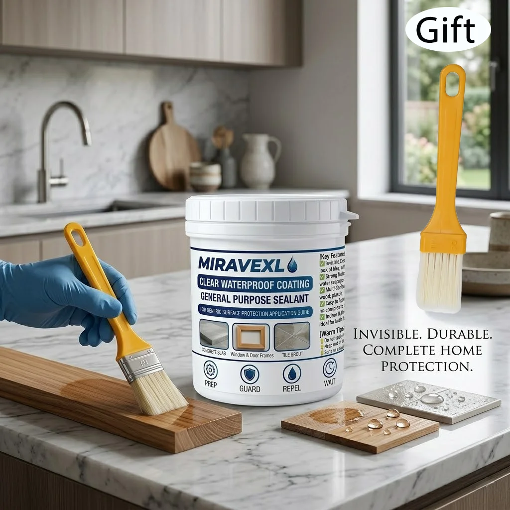 Waterproof Clear Tape with Brush, Durable Self-Adhesive Leak Proof Tape for Indoor Outdoor Wall, Roof, Tile, Plumbing Use
