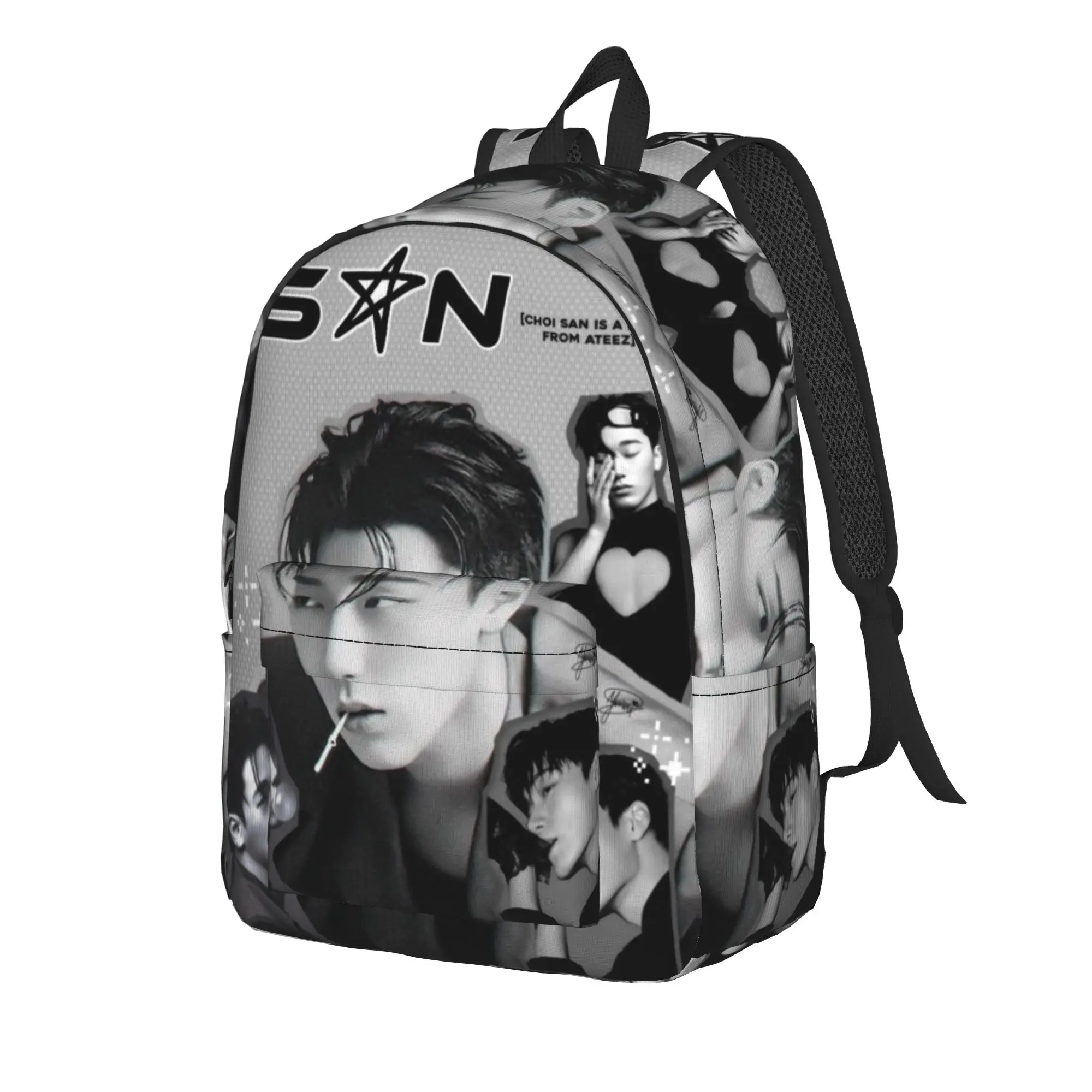 choi san bad ateezs Backpack for Men Women Fashion High School Work Daypack  College Canvas Bags Durable