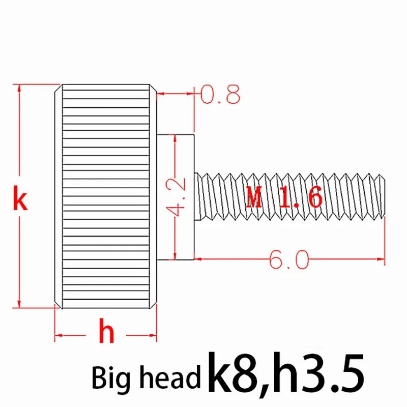 2PCS M1.6 Black Plating Manual Knurling High Platform High Head Screws Big Head Screws Step Screws Small Head Bolts