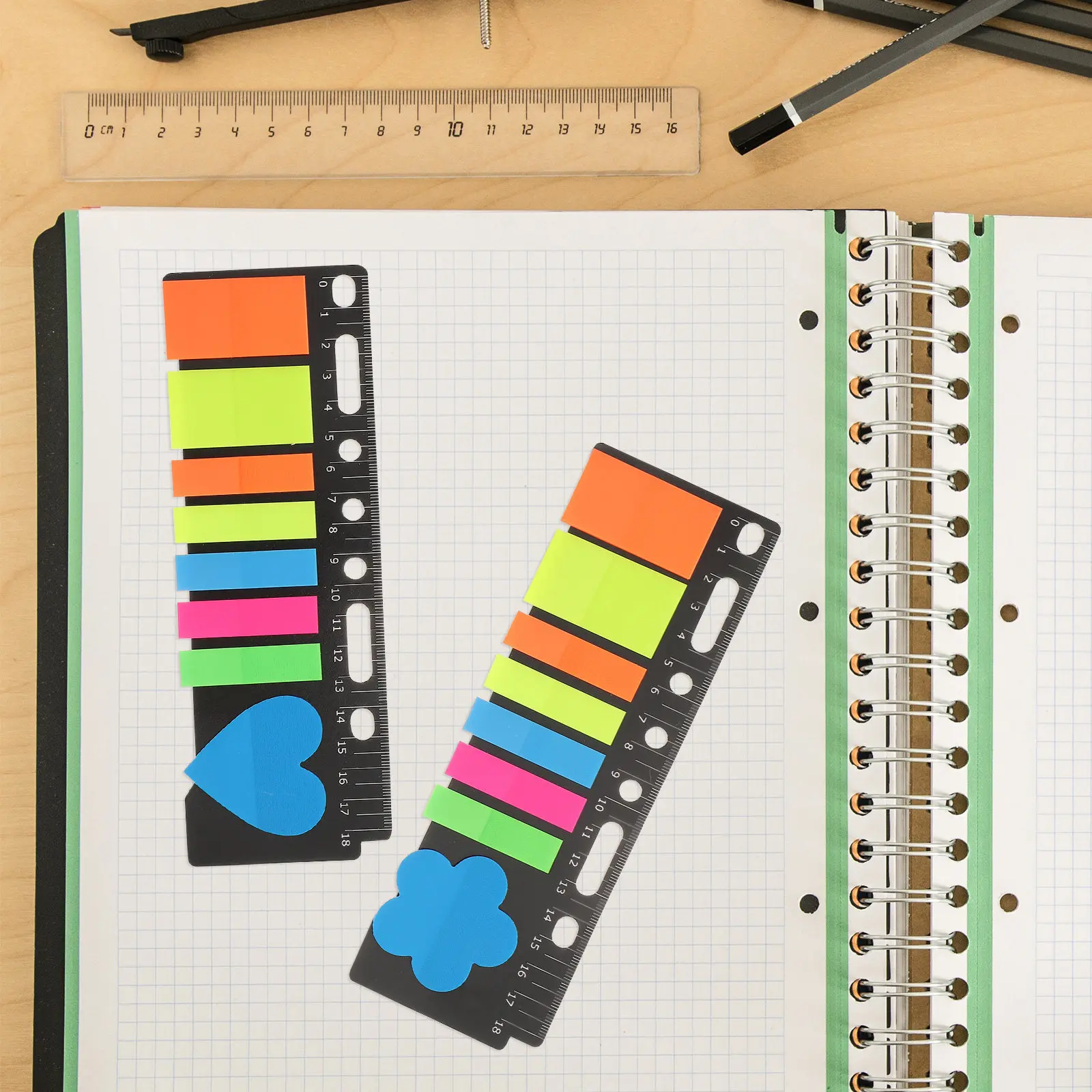 

3 set Portable Sticky Memo Pads Waterproof Pet Relocatable Self-Adhesive Page Markers For School Office Tabs Index