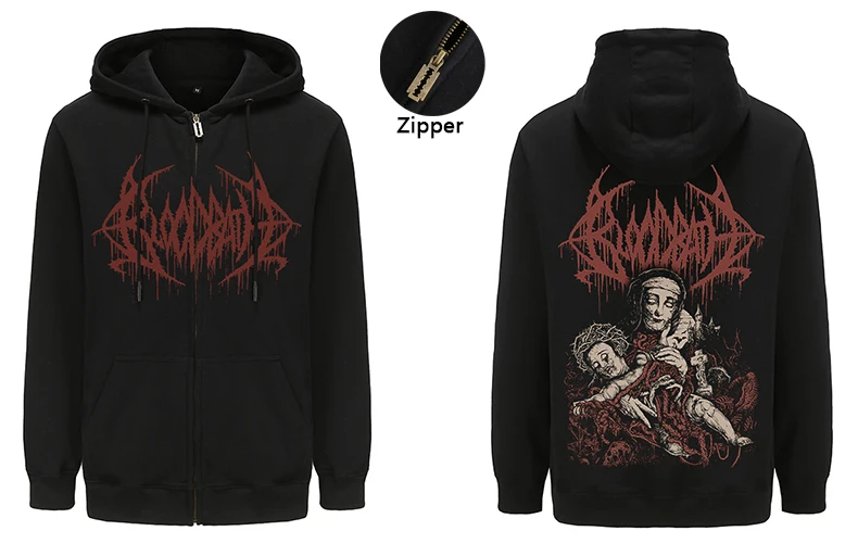 Bloodbath Swedish Death Metal Hoodies Mens Fashion Graphic Zipper Hoody Tops Harajuku Streetwear Oversized Hooded Clothes