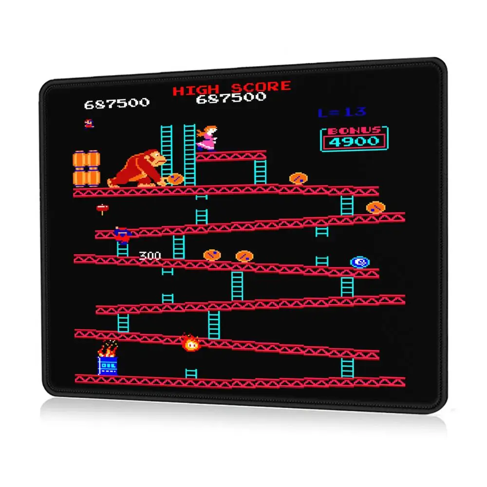 

Donkey Kong Mouse Pad Square Non-Slip Rubber Mousepad with Stitched Edges Arcade Game Collage Gaming Computer PC Table Pads Mat