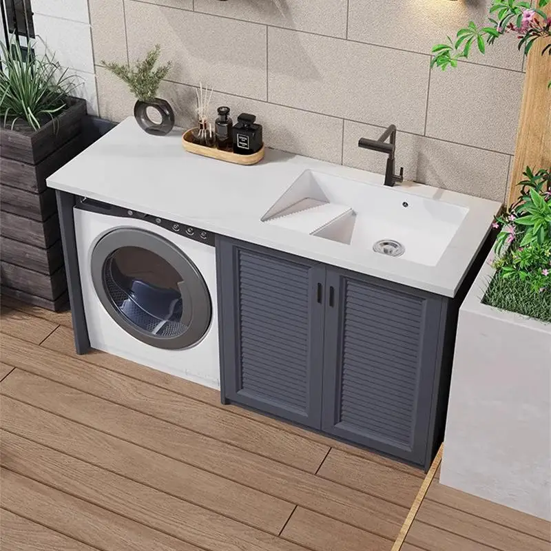 

Balcony Garden Outdoor All Aluminum Washing Machine Cabinet Combination Outdoor Garden Waterproof