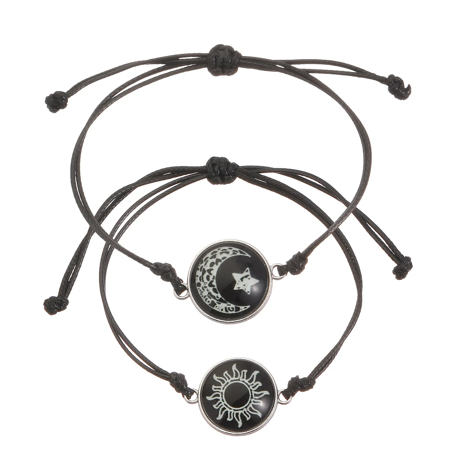Simple Handmade Braided Couple Matching Bracelets for Women Trendy Luminous Sun Moon Bracelets Romantic Valentine\'s Day Jewelry
