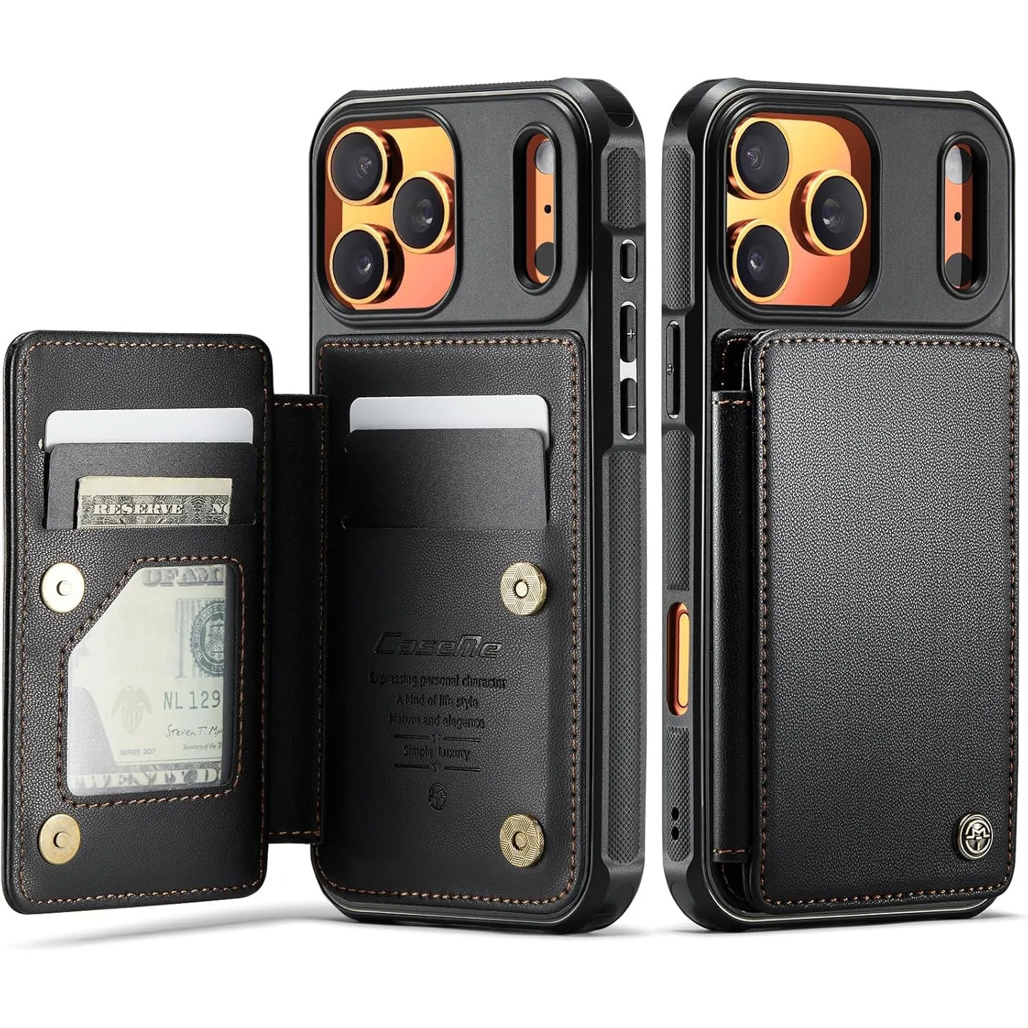 

CaseMe-C22 Wallet Case for iPhone Air 17 Pro Max 16E 15 14 13 12 11 Pro Max X XS XR SE2 SE3 Luxury PU Leather Card Holder Cover
