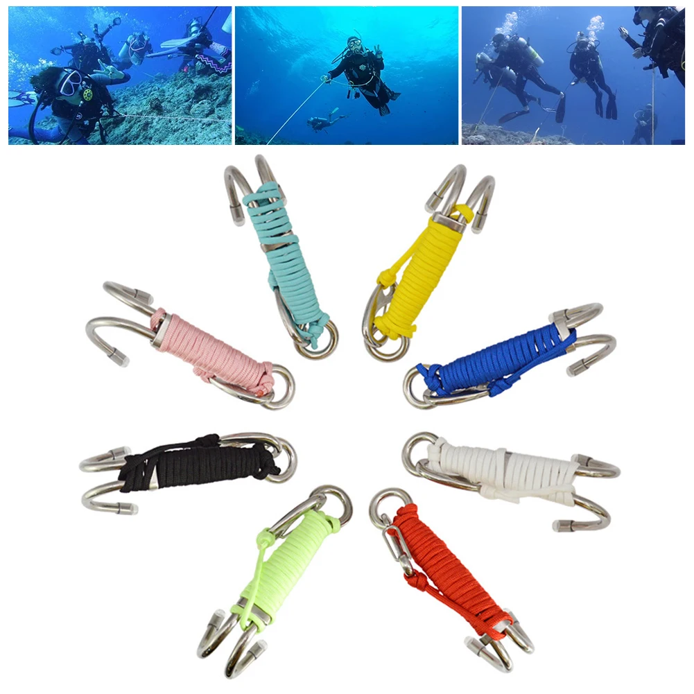 1PC 316 Stainless Steel Spring Snap Hook Double Head Hook Marine Diving D Ring Snap Strong Durable Hooks Safety Accessories