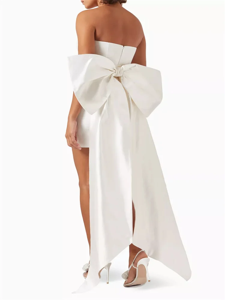 Mini Robe de Bal en Fibre Satin Sans Bretelles pour Femme, Élégante, Dos Ouvert, Fermeture Éclair, avec Abonnés, en Taffetas, avec Nministériels d, Nouvelle Collection, 2024