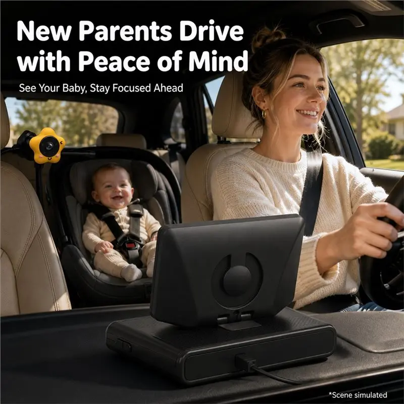IALJ-For Infant Kid Seat Compatible Wireless Car Baby Monitor 4 Inch Touch Screen DVR Recording 1080P 2.4G Wifi Camera Rear Faci