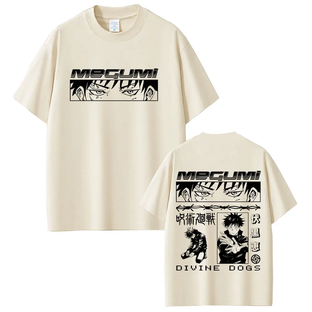 

Anime Jujutsu Kaisen Fushiguro Megumi Summon Divine Dogs Double Sided Print T-shirt Men Women Fashion Casual Oversized T Shirts