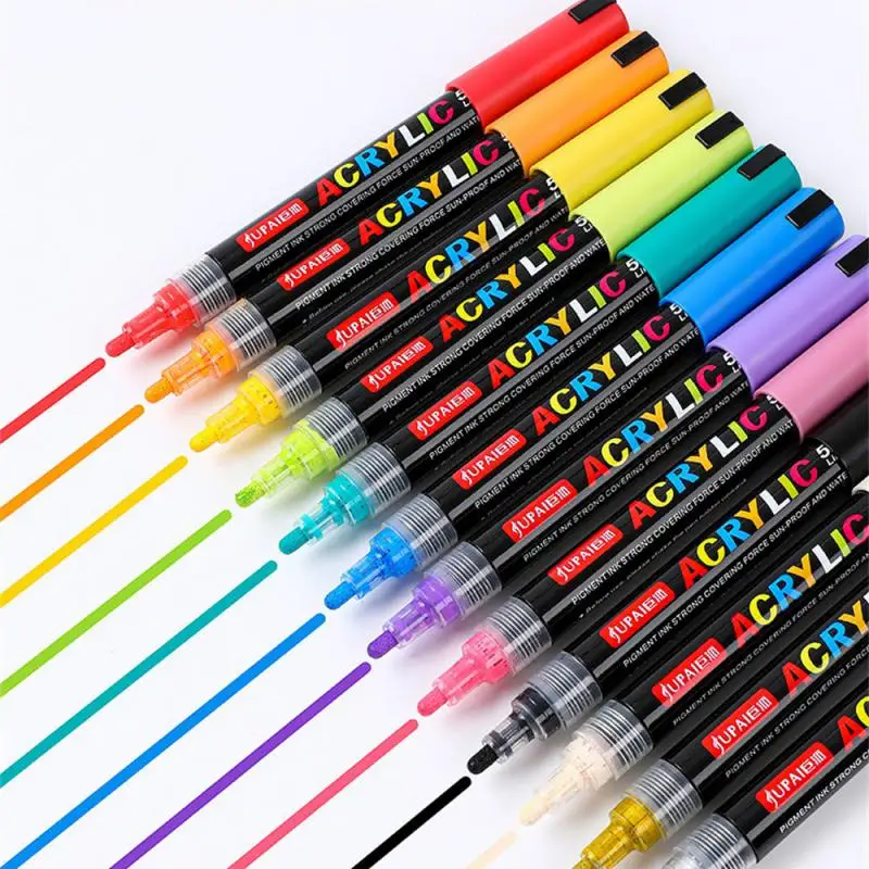 1~8PCS Colors Art Marker Acrylic Paint Brush Pen Painting Stone Ceramic Glas Wood Canvas Graffiti Making Drawing